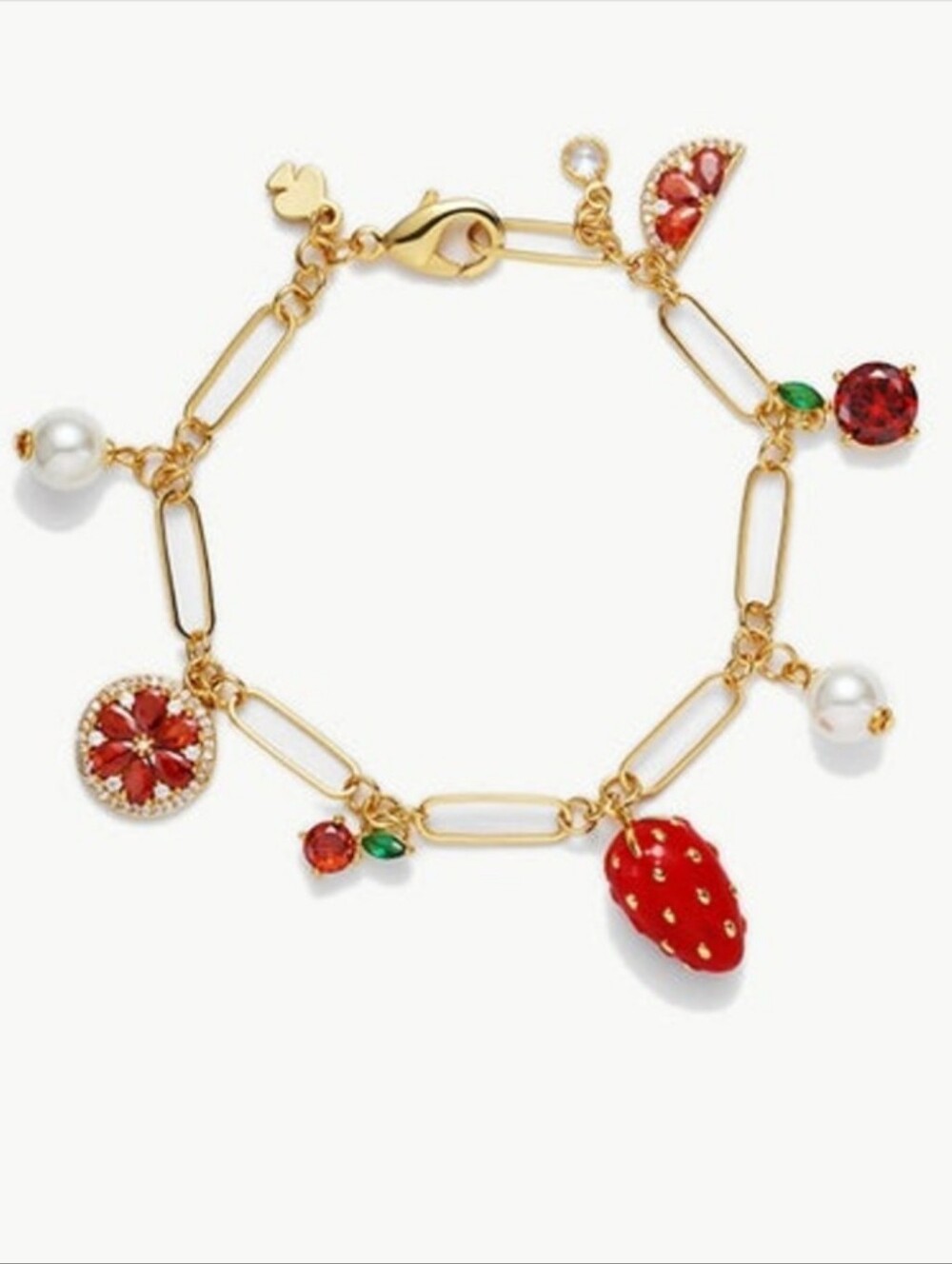 Kate Spade Gold Chain Linked grapefruit and strawberry bracelet Charm Bracelet
